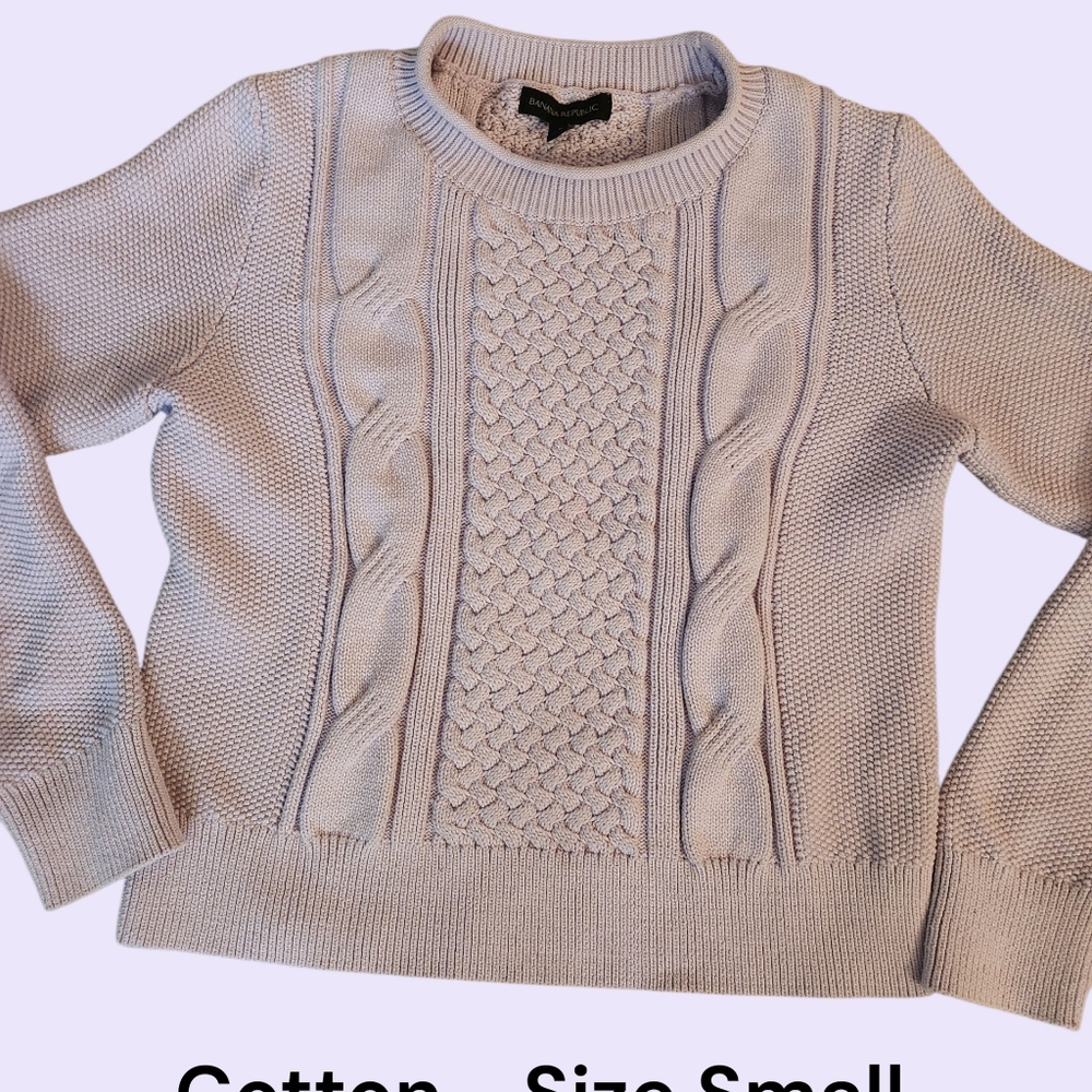 Lilac Rose Cotton Sweet Pretty Cable Knit Sweater Top Size Small - Picture 10 of 11